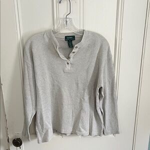 Lauren Ralph Lauren Light Gray Long Sleeve Henley